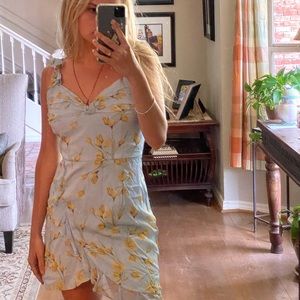 Light blue summer dress with yellow flowers